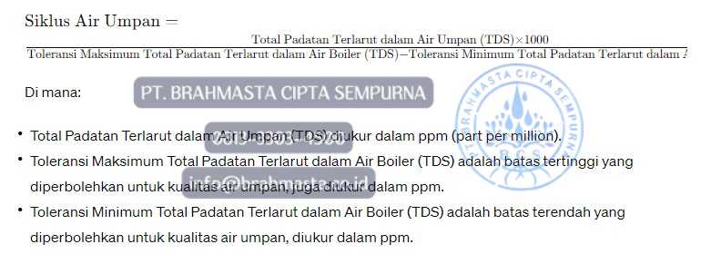 Cara Menghitung Kebutuhan Boiler Feed Water 8 Rumus Menghitung Siklus Air Umpan